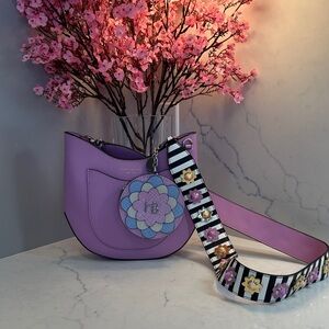 Henri Bendel Lavender Shoulder Bag with Floral coin purse and stunning Strap